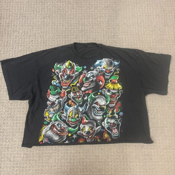 Liquid Blue Shirt Black Crewneck Scary Clowns Trashec Boxy Cutoff Cropped 2011 - Picture 1 of 14